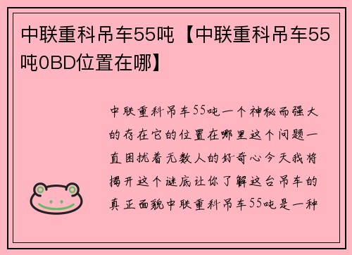 中联重科吊车55吨【中联重科吊车55吨0BD位置在哪】