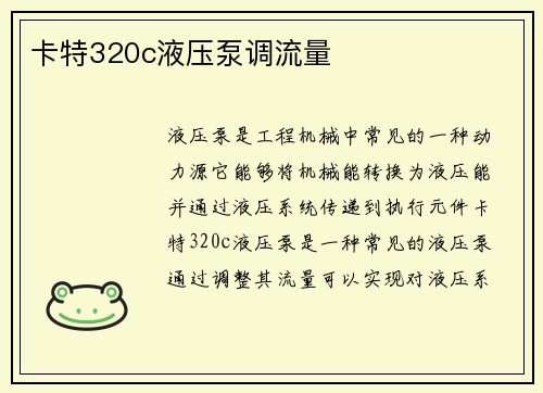 卡特320c液压泵调流量